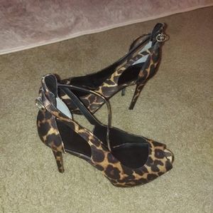 Guess animal print heels